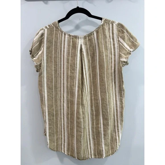 Bundle 100% Linen Tops Women M Ellen Tracy Jones NY Striped Short Sleeve Summer - Picture 5 of 13